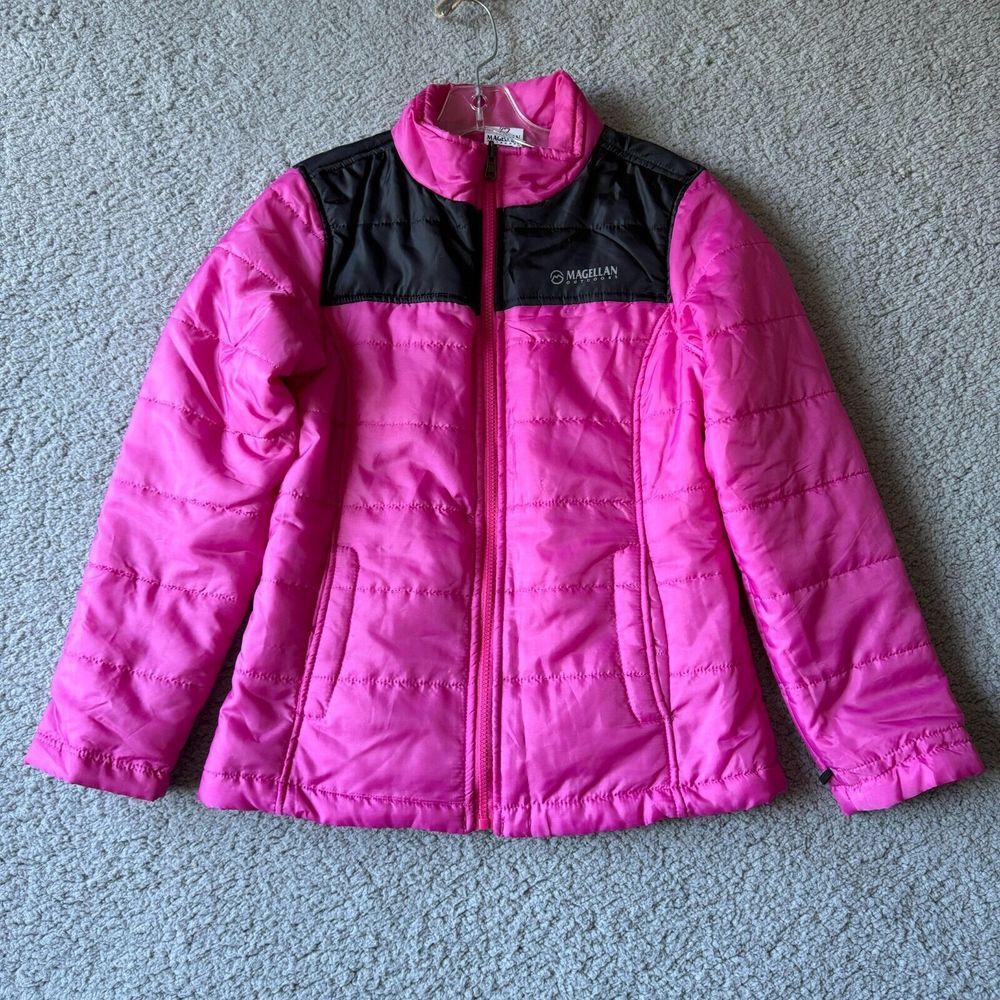 NEW Magellan Jacket Girls Extra Large 16‎ Pink Black Colorblock Puffer Youth Ski